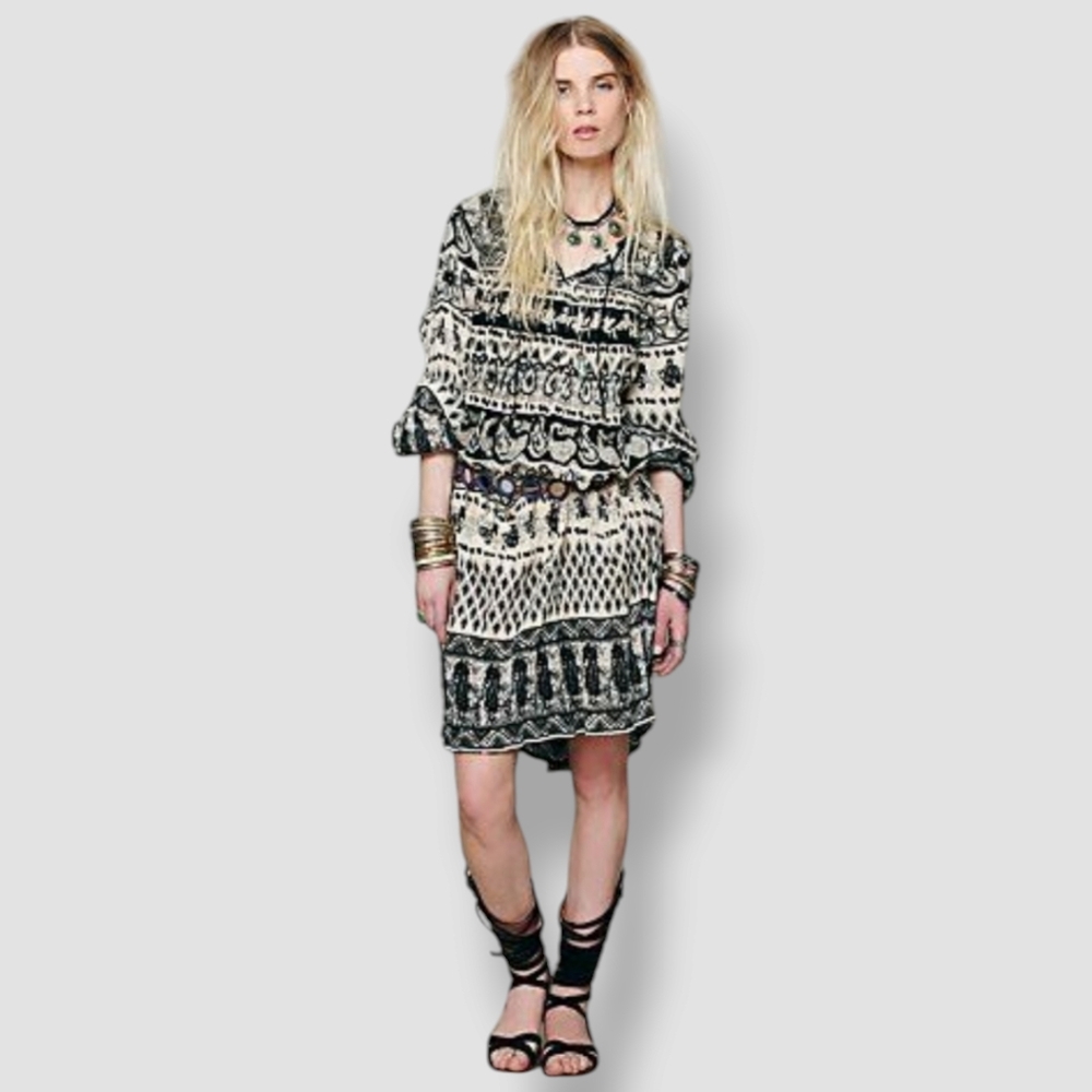 Free People Serra Do Mar Tunic Black/Off White Sz: XS